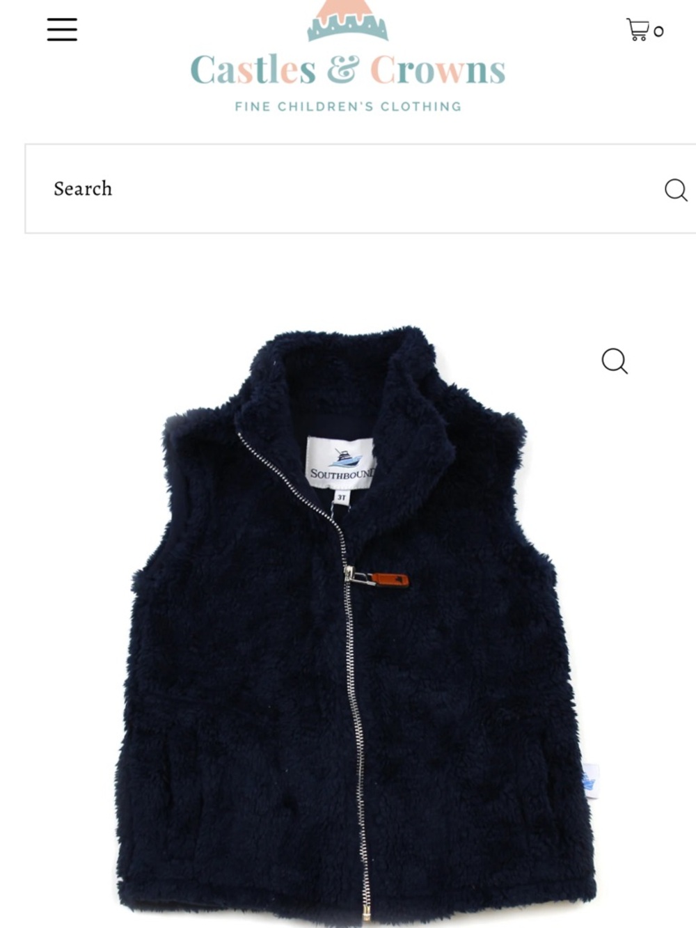 Southbound Navy Fuzzy Zip-Up Vest